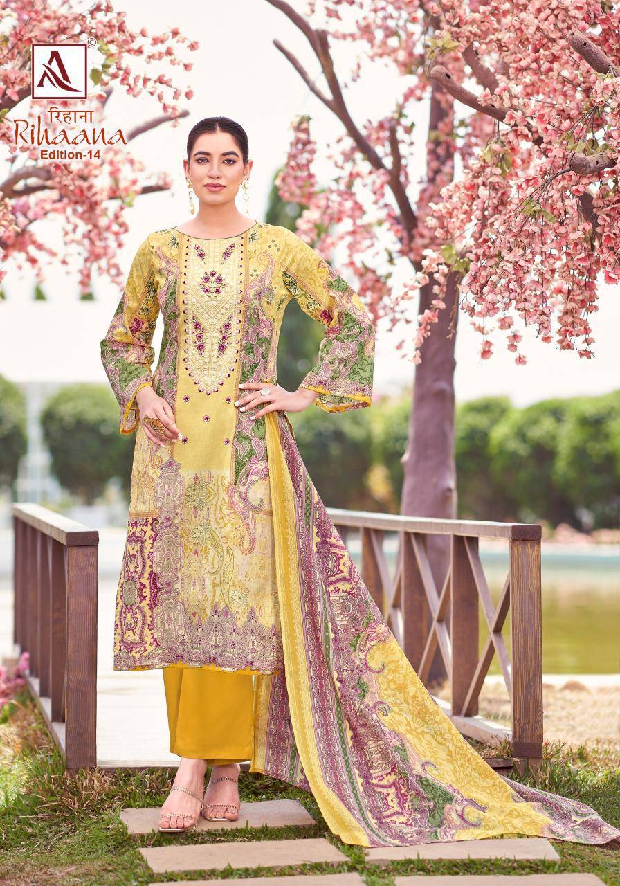 Alok suit rihaana 14 karachi cotton dress material wholesale